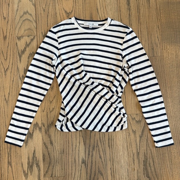 Joe’s Women’s Navy Striped Long Sleeve Wrap Front Top Size X-Small - Picture 3 of 11